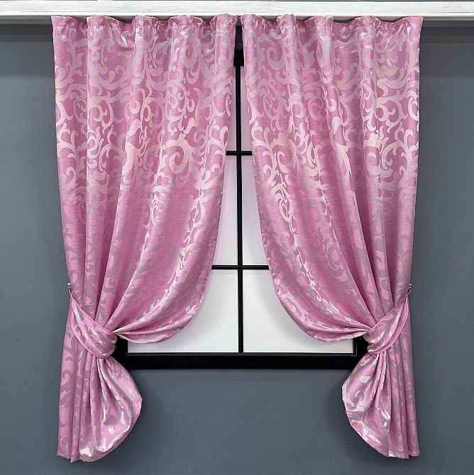 Комплект коротких штор VR-Textil Жакард Вензель № 476ш Рожевий 130х170 см 2 шт (35-0202) Київ - фото 1