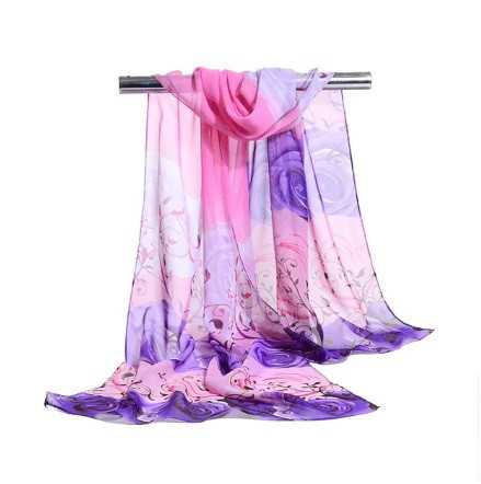 Шифоновый шарф с розами, сиреневый - размер шарфа приблизительно 145*48см, 100% вискоза Киев - изображение 1