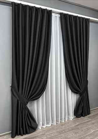 Комплект готових штор VR-Textil Блекаут Midnight № 1165ш Чорний 135х290 см 2 шт (39-910) Київ