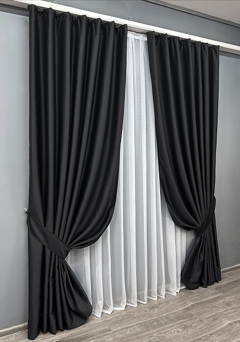 Комплект готових штор VR-Textil Блекаут Midnight № 1165ш Чорний 135х290 см 2 шт (39-910) Київ - фото 3