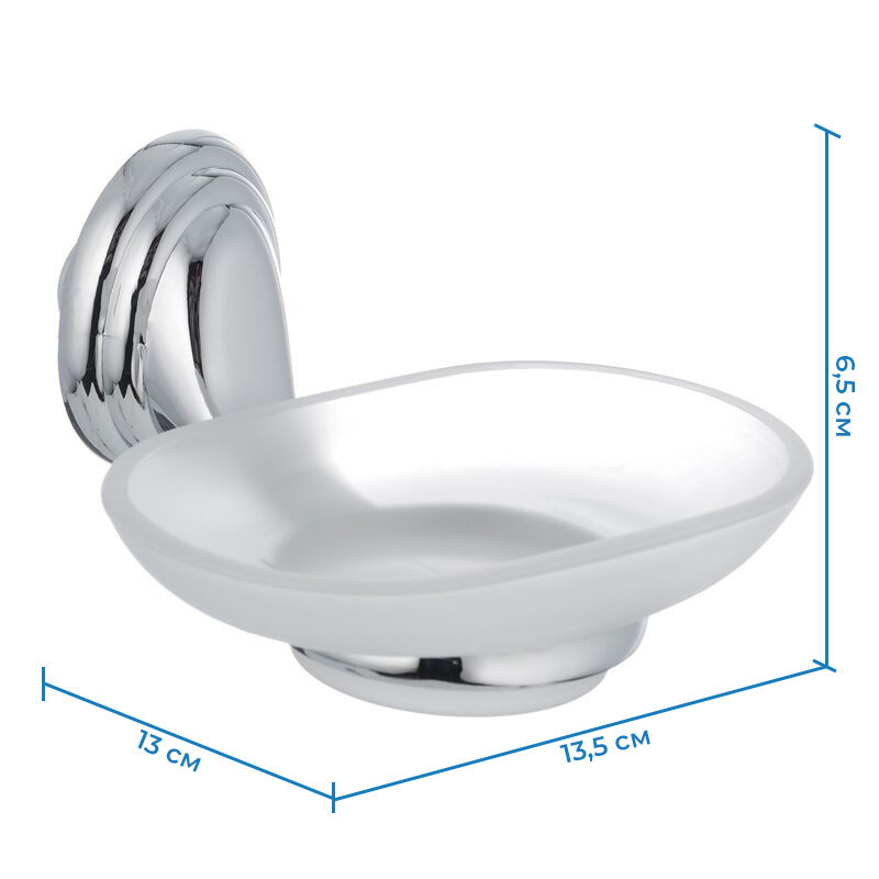 Мыльница настенная Zerix LR1502 стеклянная прозрачная с металлическим креплением (LL1491) Черновцы - изображение 2