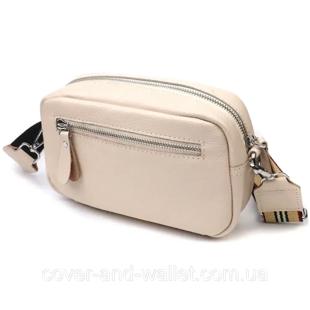 Женская прямоугольная сумка-кроссбоди молочного цвета из кожи Leather Collection Киев - изображение 2