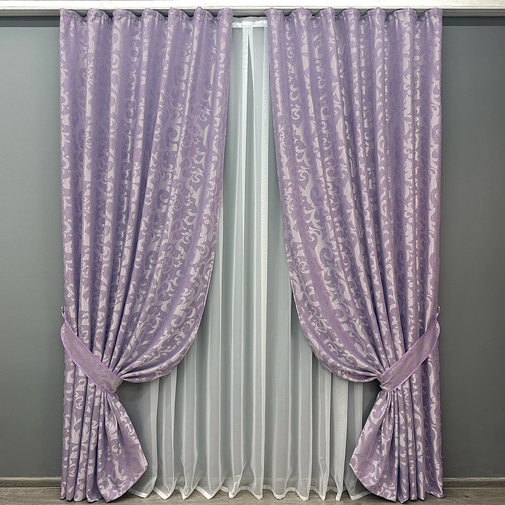 Комплект готових штор VR-Textil Жакард Вензель № 295ш Бузковий 150х270 см 2 шт (30-319) Київ - фото 10