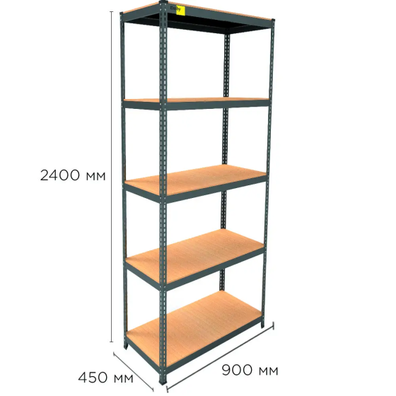 Металевий стелаж Emby Light Series (розмір 2400х900x450мм) 5 полиць ДСП до 100кг Чорний Вінниця