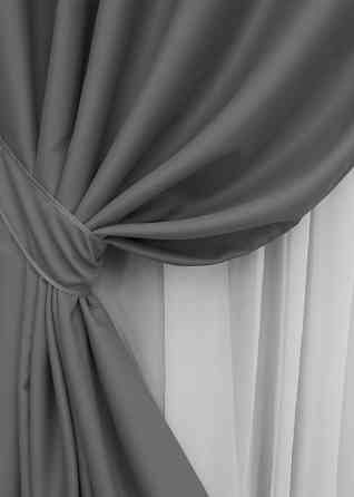 Комплект штор на люверсах VR-Textil Midnight № 1671ш 150х270 см 2 шт Сірий (37-0208) Київ
