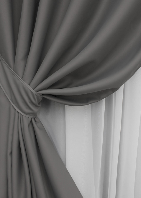 Комплект штор на люверсах VR-Textil Midnight № 1671ш 150х270 см 2 шт Сірий (37-0208) Київ - фото 5