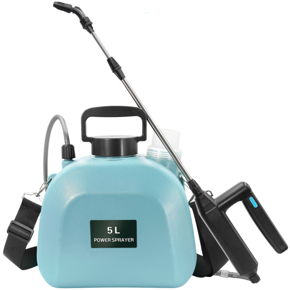 Ручной опрыскиватель аккумуляторный на 5 литров наплечный портативный для сада и огорода садовый пластиковый голубой Каменец-Подольский - изображение 9