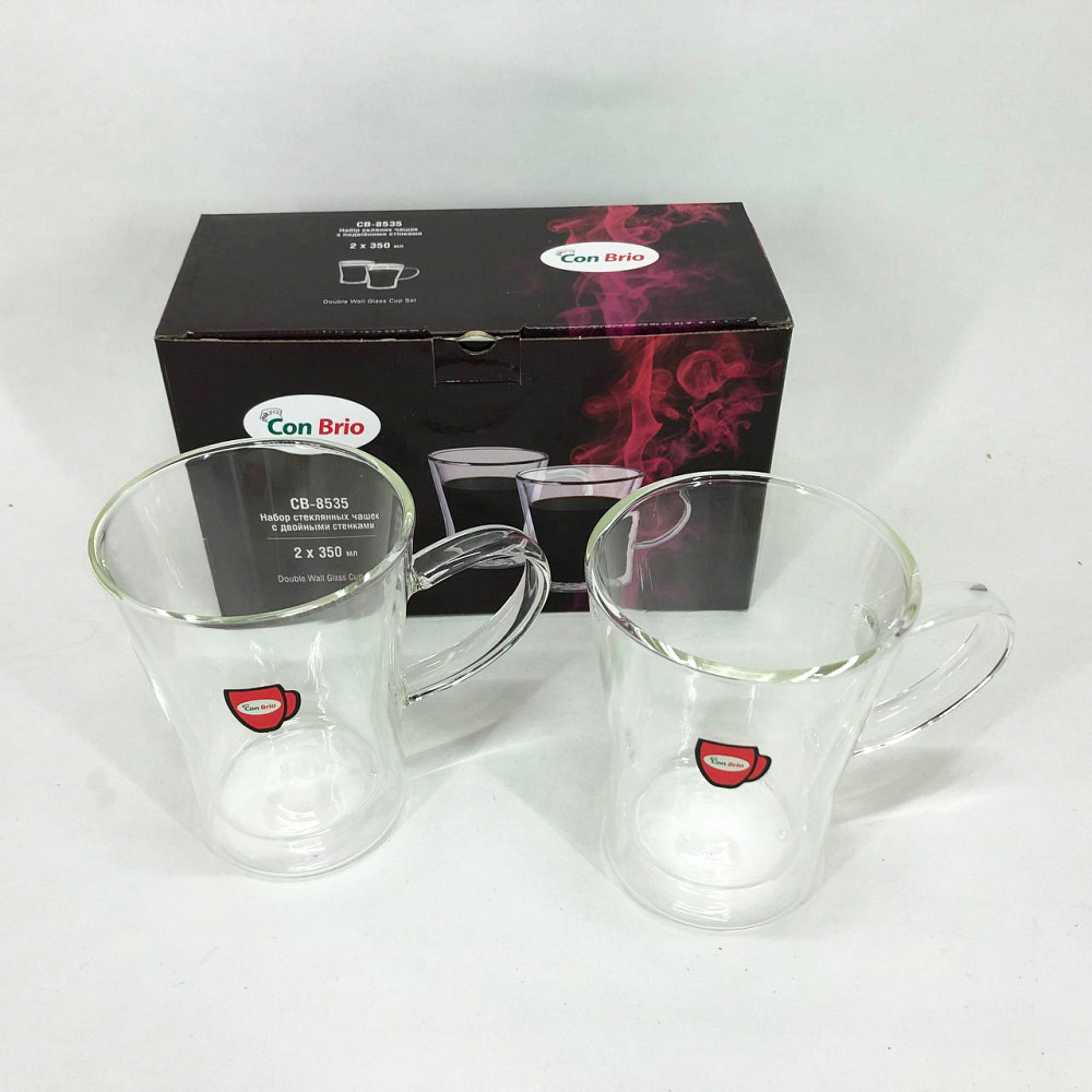 Чашка бонна с двойным стеклом Con Brio CB-8535-2 350 мл 2 шт, Набор стаканов с двойным стеклом 2 шт LV-89 Львов - изображение 7