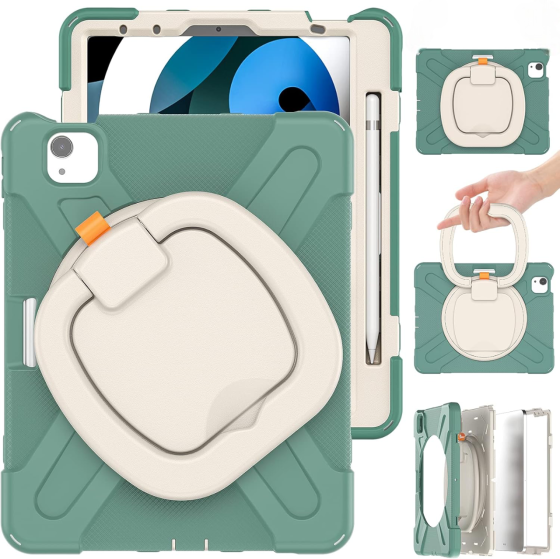 Чохол для iPad Air 4 10.9” (2020), iPad Pro 11” (2018/2020/2021), із ручкою підставкою, протиударний, з тримачем стилуса зелений Київ