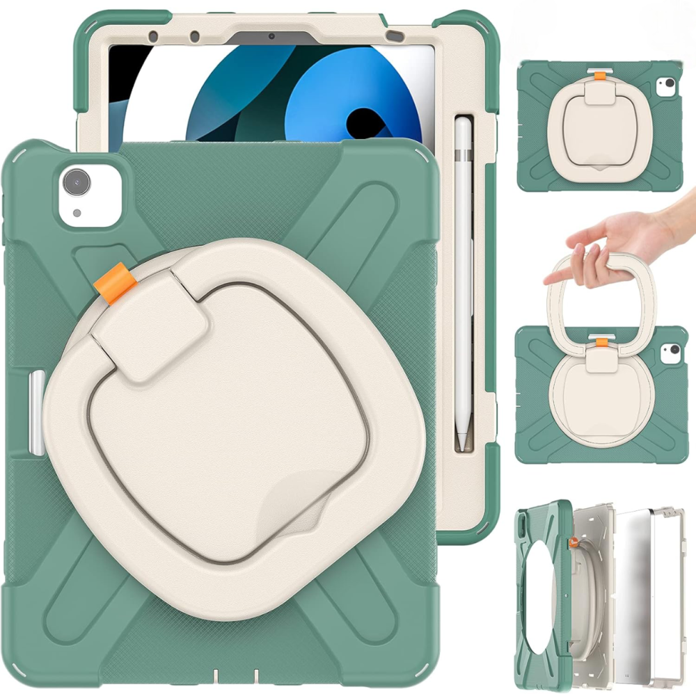 Чохол для iPad Air 4 10.9” (2020), iPad Pro 11” (2018/2020/2021), із ручкою підставкою, протиударний, з тримачем стилуса зелений Київ - фото 2