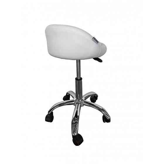 Кресло табурет на колесах со спинкой Bonro B-498 экокожа Белый Киев