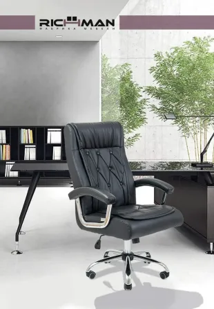 Офісне Крісло Керівника Richman Telavi Titan Black Хром М2 AnyFix Чорний Київ