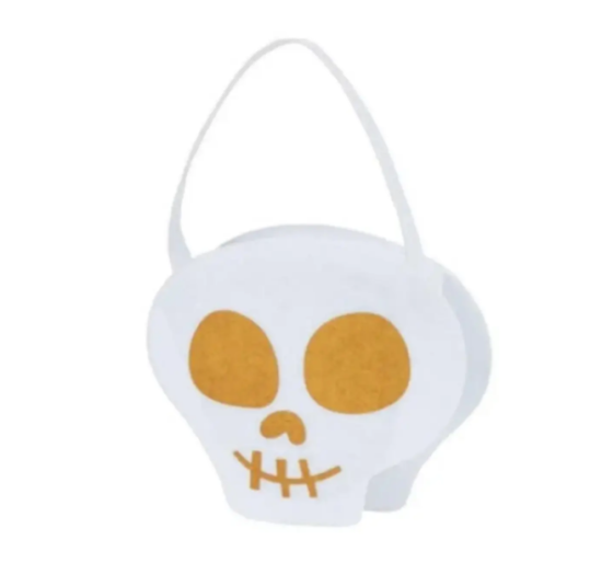 Сумка для конфет на хэллоуин Череп 15 на 16 см бело-золотистый Киев