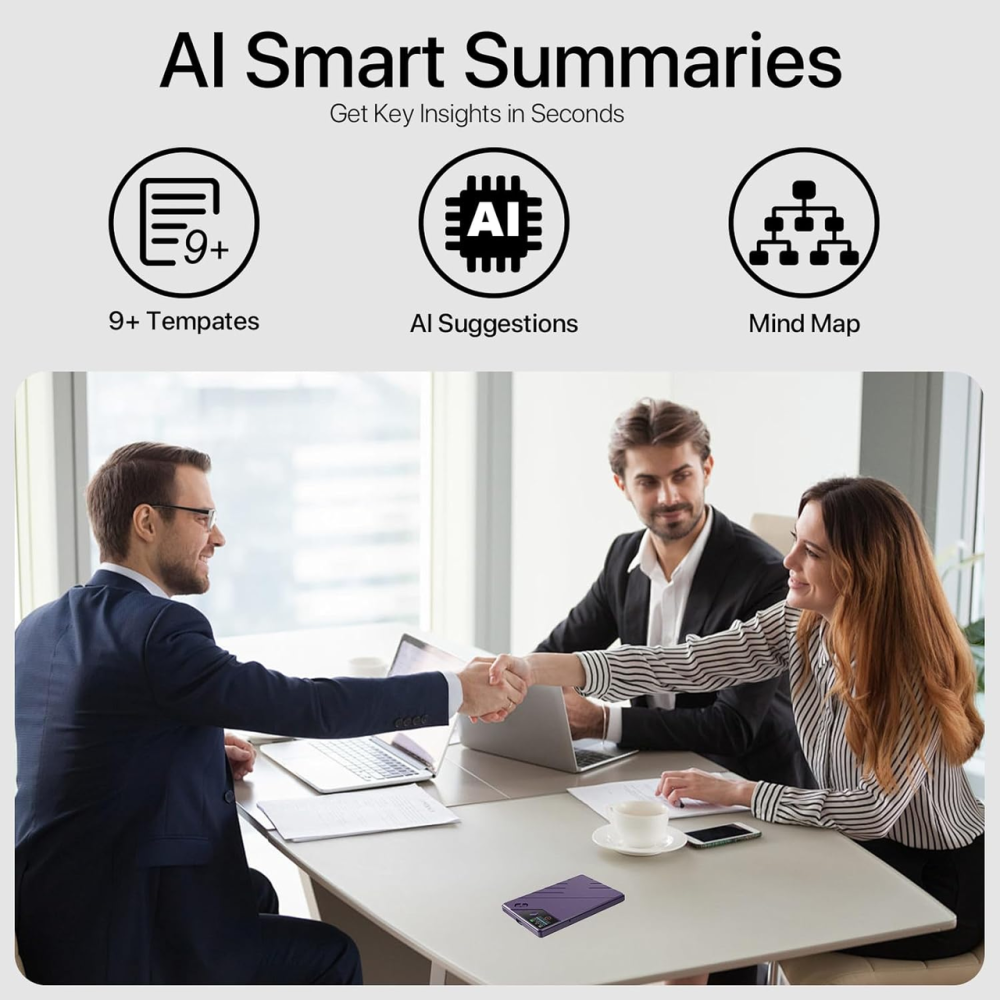 AI Диктофон E EAZEYAI 64GB — Транскрипція 112 мов, Розумне резюме (ChatGPT), Синхронний переклад, Шумозаглушення, USB-C Київ - фото 5