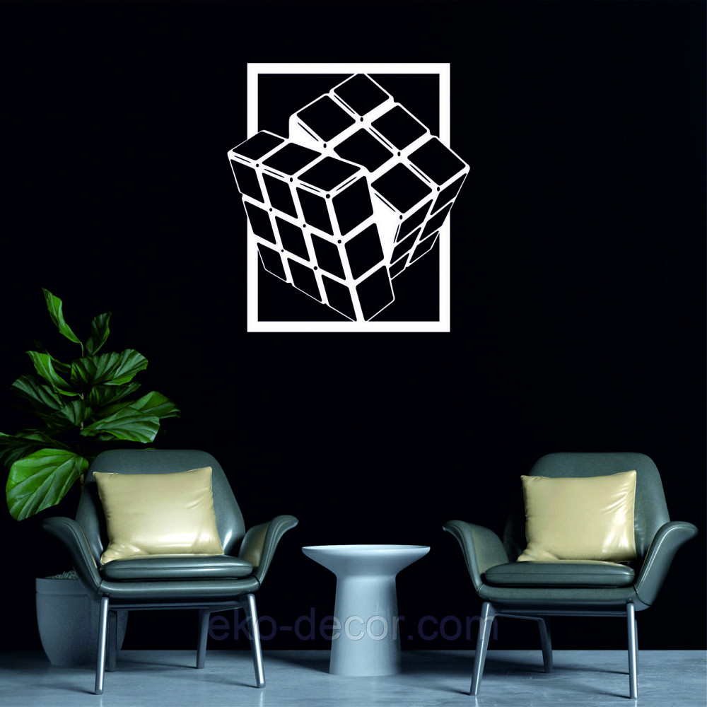 Декоративне настінне Панно «Куб» Декор на стіну Білий, 70*63 см Київ - фото 4