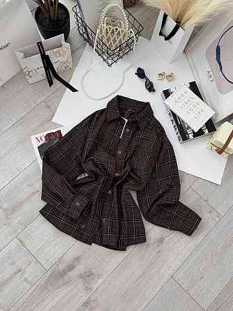 Женская базовая оверсайз рубашка в клетку Шоколад Одесса