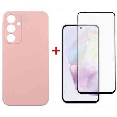 Чохол до мобільного телефона Dengos Samsung Galaxy A35 5G + Glass Pink (DG-KM-91) Вінниця