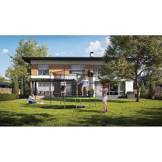 Батут Zipro Jump Pro с внутренней сеткой 10 футов 312 см черно-зеленый Киев