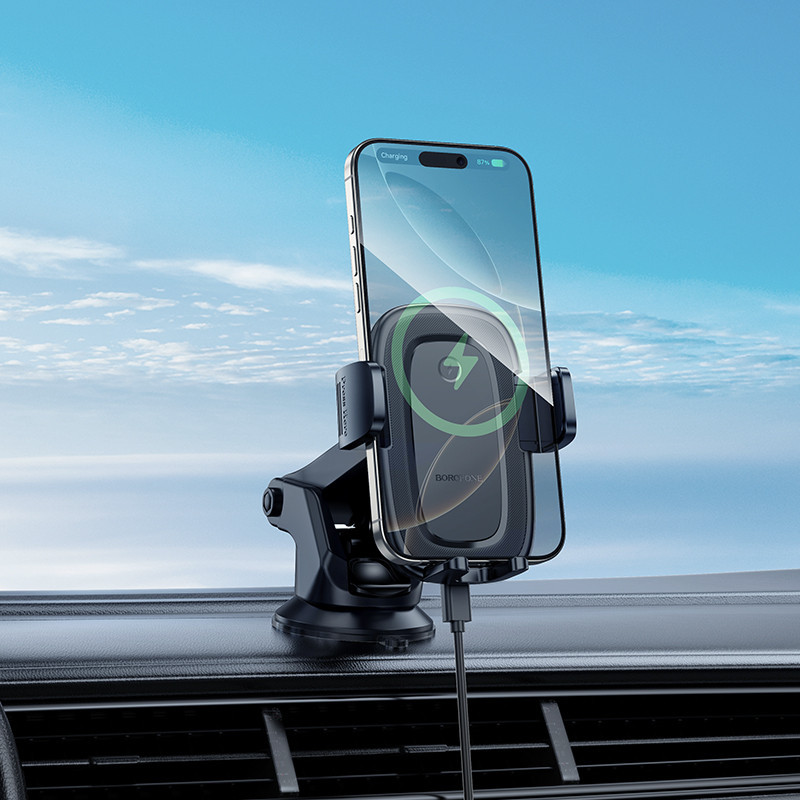 Автомобильный держатель для телефона с БЗП BOROFONE BH223 Follower push-type wireless fast charging car holder(center console) Одесса - изображение 9