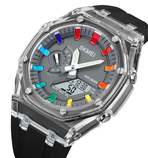 Годинники чоловічі спортивні Skmei 2100 (Чорні з сірим циферблатом) Вінниця - фото 4