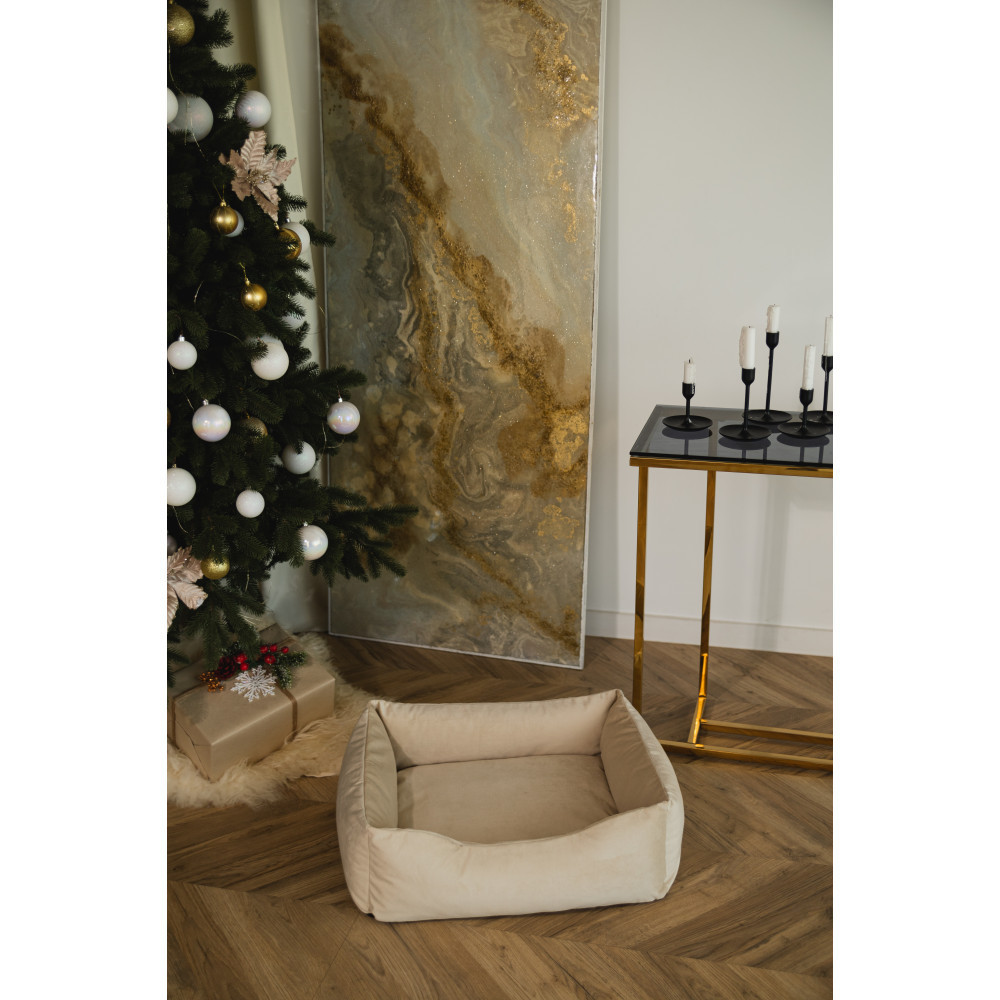 Лежанка для хатніх тварин собак і кішок велюр Incor Бежевий M (60/50/18) Київ - фото 1