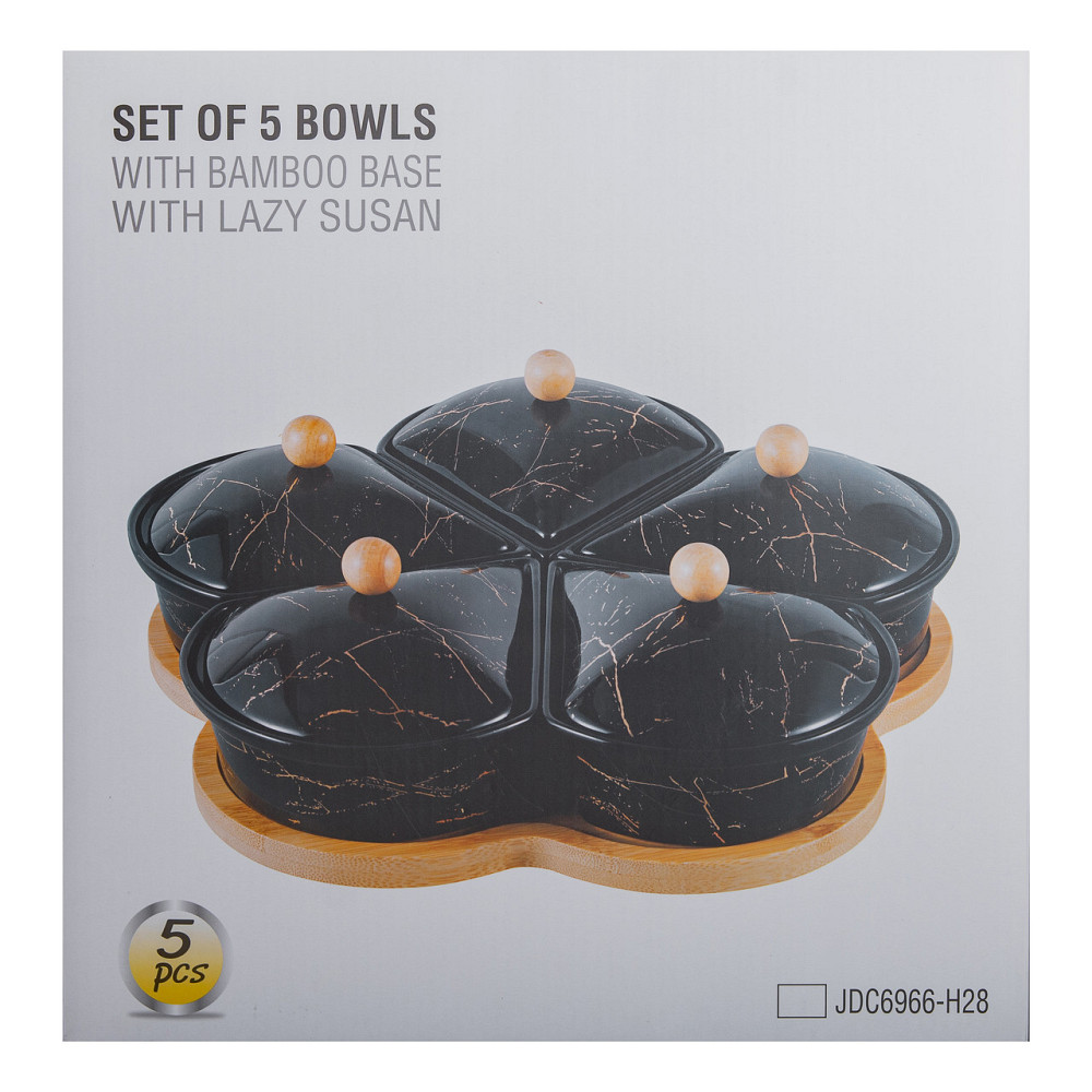 Менажниця порцелянова на підставці, що обертається, 5 секцій біла HP-1217 Київ - фото 8