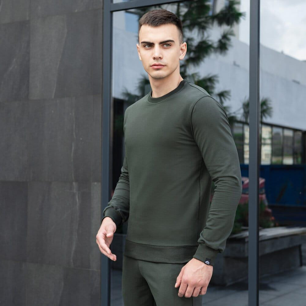 Світшот чоловічий однотонний темно-зелений Pobedov 001 Київ - фото 7