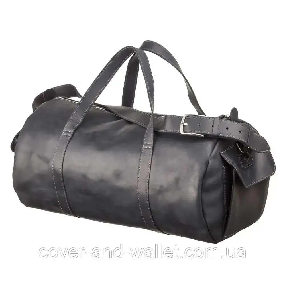 Большая спортивная дорожная сумка из натуральной кожи черного цвета (Баул) Grande Pelle 760110 Киев - изображение 2