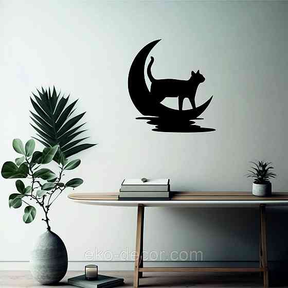 Декоративное настенное 3D Панно «Кот» Декор на стену с объемом 90*84 см, Черный Киев