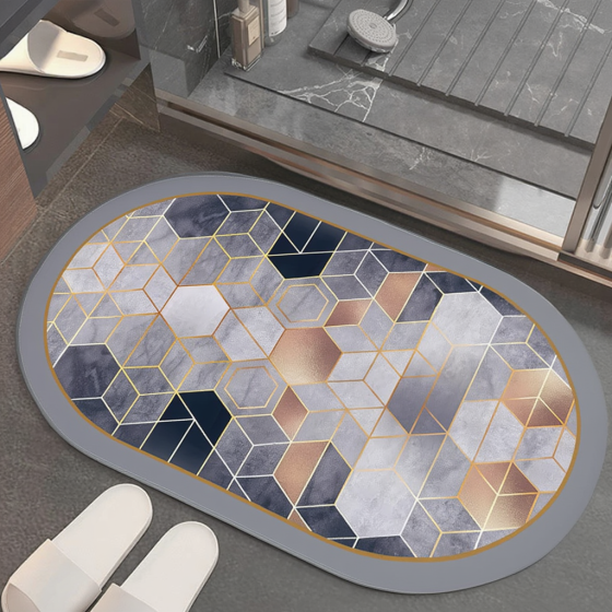 Килимок для душу та ванної кімнати м'який діатомітовий швидковисихаючий антиковзкий для кухні, передпокою 50х80 см BF-011 Кам'янець-Подільський