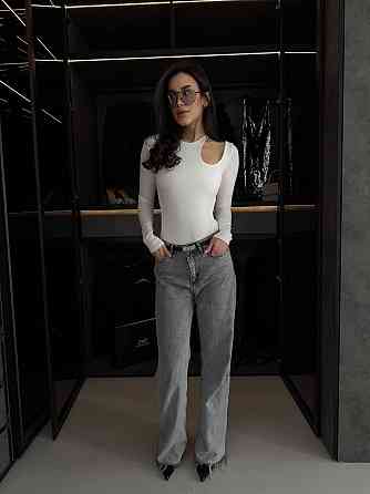 Жіноче стильне асиметричне боді з довгими рукавами трикотаж масло Одеса