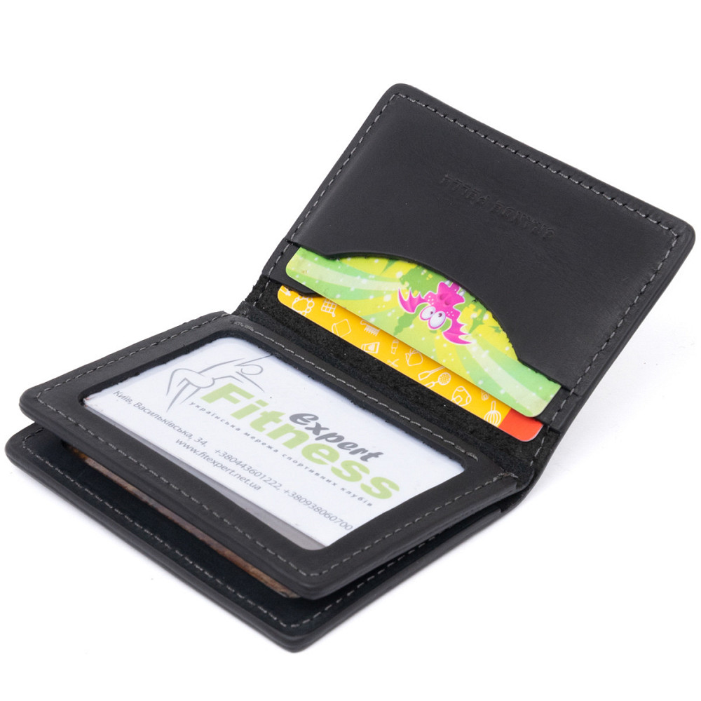 Візитниця з обкладинкою для ID-паспорта з натуральної шкіри Чорна (GRANDE PELLE) Київ - фото 10