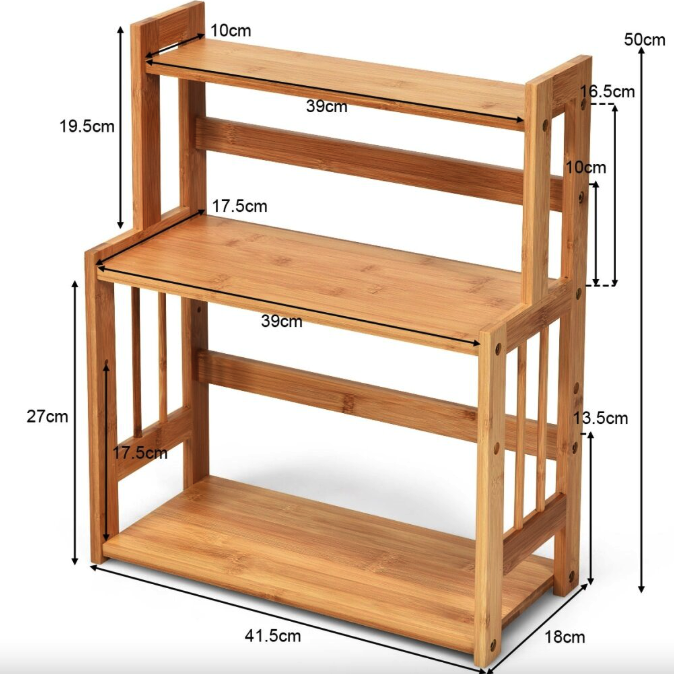 Полиця-органайзер Costway Bamboo кухонна стійка бамбук 3 полки Киев - изображение 8