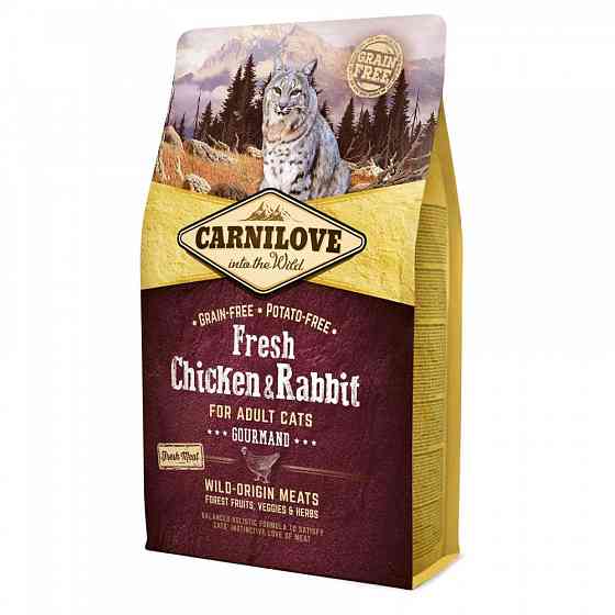 Сухий корм Carnilove Fresh Chicken & Rabbit для дорослих котів, курка та кролик, 2 кг Вінниця