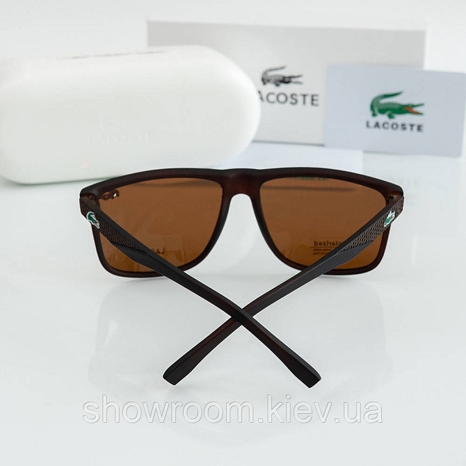 Чоловічі коричневі сонцезахисні окуляри з поляризацією Lacoste (0166) Київ - фото 4