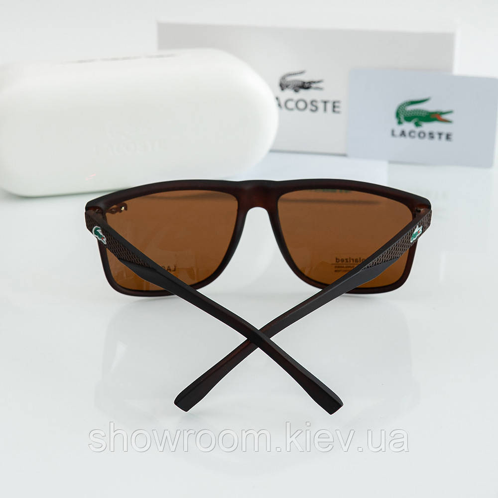 Мужские коричневые солнцезащитные очки с поляризацией Lacoste (0166) Киев - изображение 4
