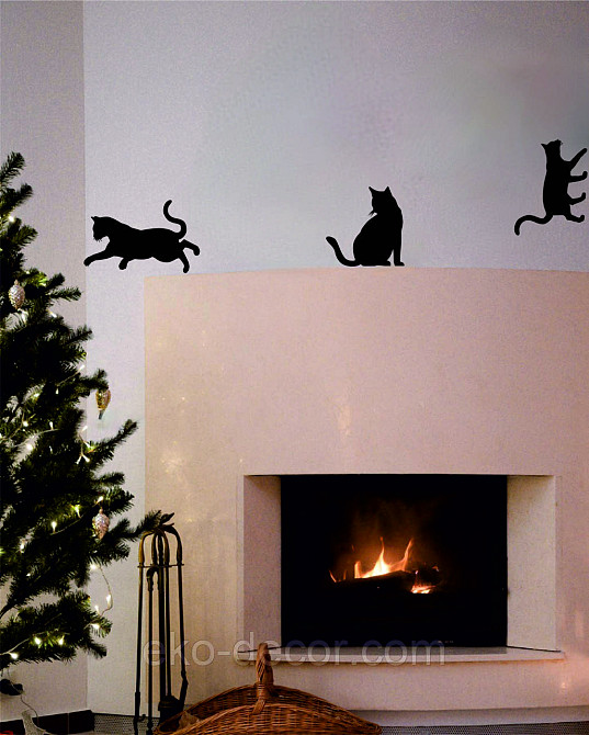 Декоративне настінне Панно «Коти», Декор на стіну 90*70 см. (3 шт.), Чорний Київ - фото 7