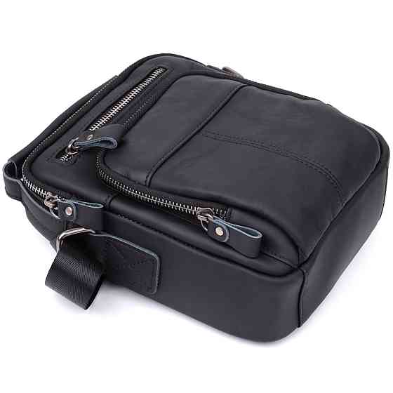 Деловая мужская сумка из натуральной кожи Vintage 23036 Черный Киев