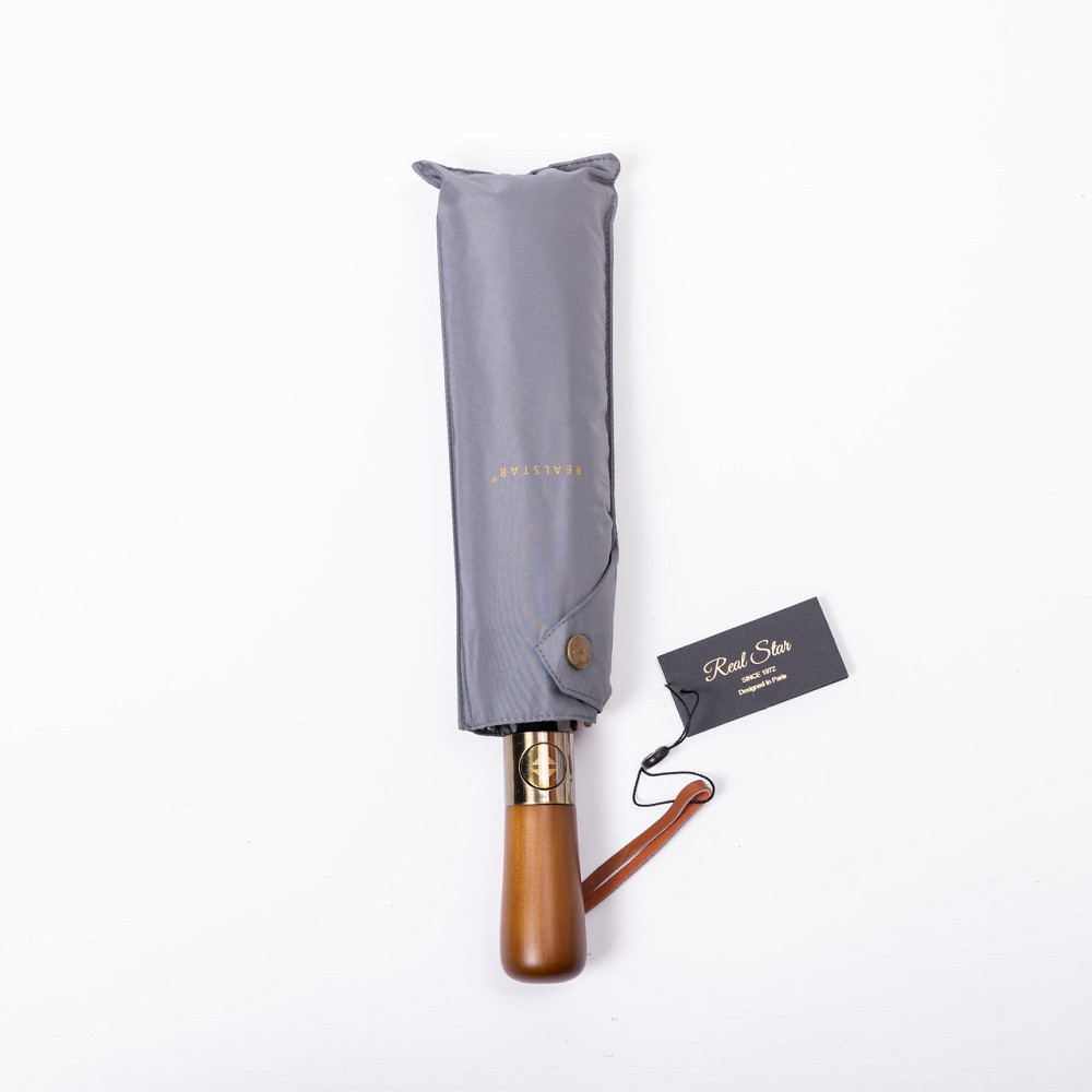 Парасолька автоматична з дерев'яною ручкою класична з поліестеру діаметр 116 см Сірий HP-23-8G Коломыя - изображение 2