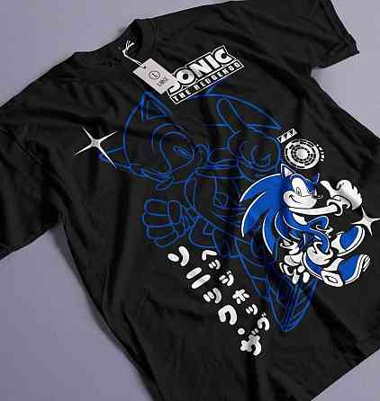 Футболка з аніме принтом Схадов Хедгехог Хероес Сонік оверсайз (S/M/L) Чорний AnimeJ0816 Дніпро