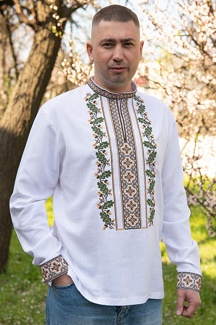 Вишиванка для хлопчиків, лляна, біла, топ Київ - фото 7