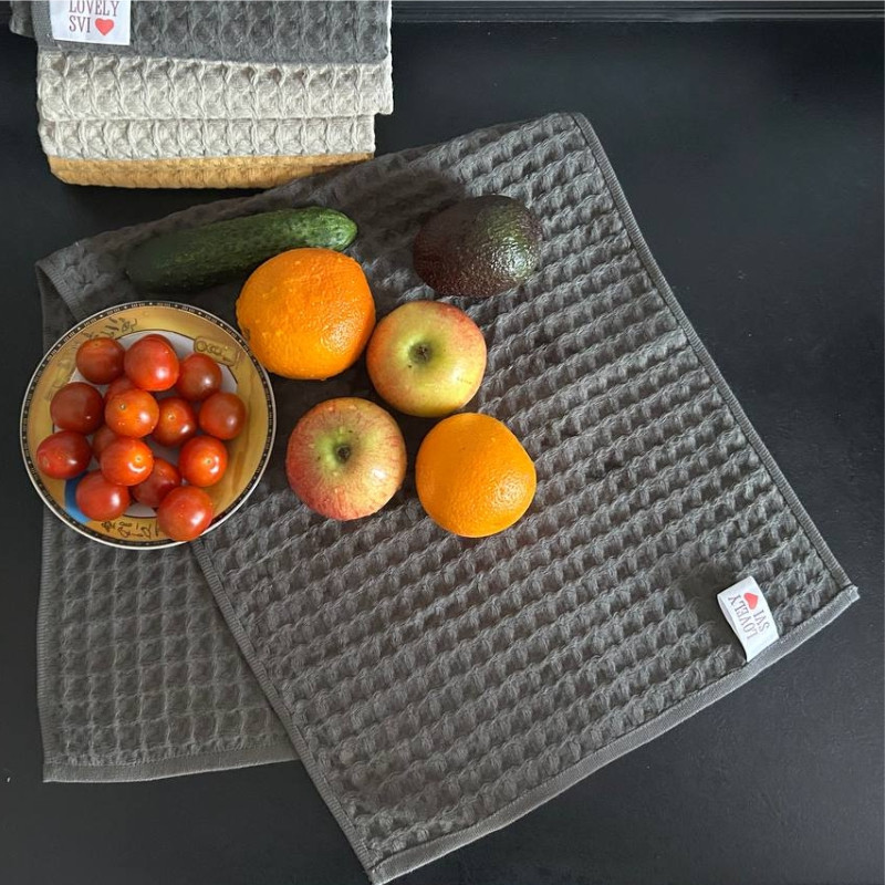 Набір кухонних вафельних рушників Lovely Svi 4 шт: 35 x 75 см, 100% бавовна – Сірий (561011) Київ - фото 3