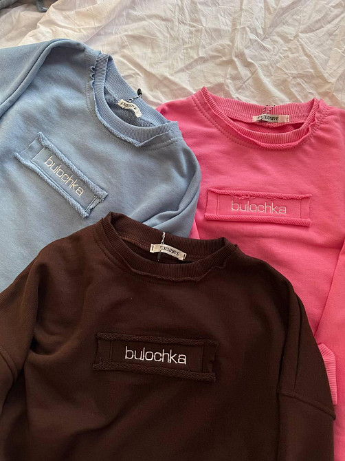 Женский оверсайз свитшот с надписью “Bulochka” турецкая петля Шоколад Одесса - изображение 3