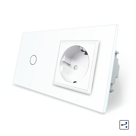 LIVOLO Сенсорний прохідний/перехресний вимикач 1 сенсор 1 розетка Livolo білий скло (VL-C701S/C Коломыя