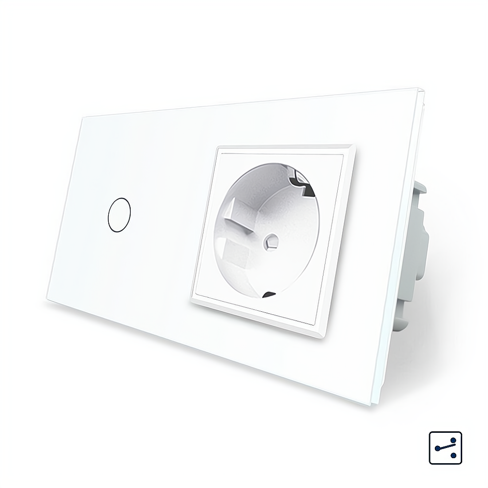LIVOLO Сенсорний прохідний/перехресний вимикач 1 сенсор 1 розетка Livolo білий скло (VL-C701S/C Коломыя - изображение 4