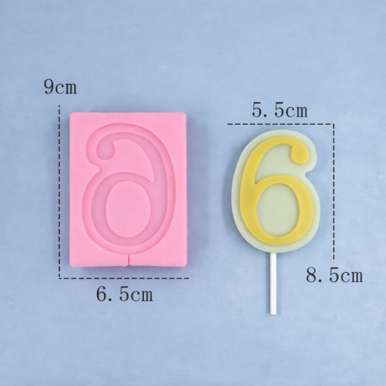 Молд силіконовий цифра 6 універсальний 65 на 90 мм рожевий Київ