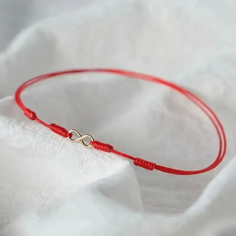 Красный браслет-оберег из шнура со знаком бесконечности, регулируемый Киев - изображение 3