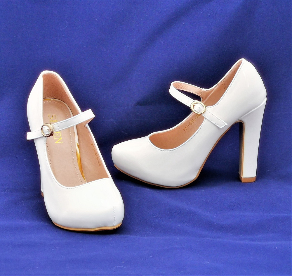 Жіночі Білі Туфлі на Каблуку Лакові Модельні (розміри: 38,39,40) — 698 Дніпро - фото 7