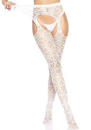 Ажурні колготки із сердечками Leg Avenue Heart White, one size, імітація панчіх Sex Aura Київ