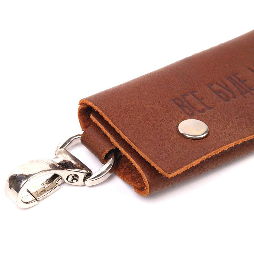 Добротная ключница в глянцевой коже Украина GRANDE PELLE 16722 Светло-коричневая Киев - изображение 7